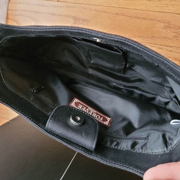 Forever by Fossil Beauty Parlor Tote Purse Handbag Applique Black Blue Red Y2K - Picture 6 of 10